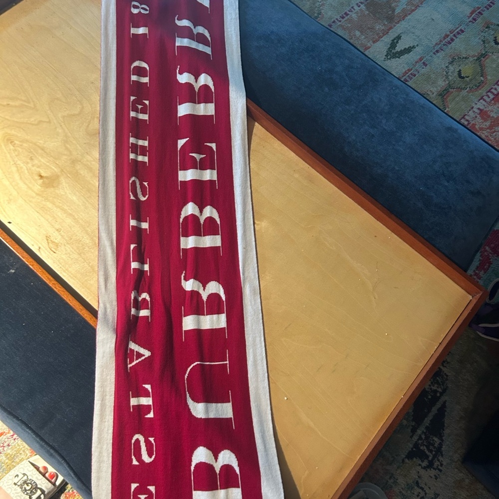 Burberry Red and White Scarf
